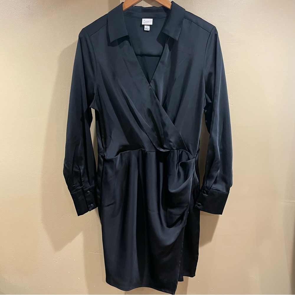 A New Day Black Faux Wrap Dress
